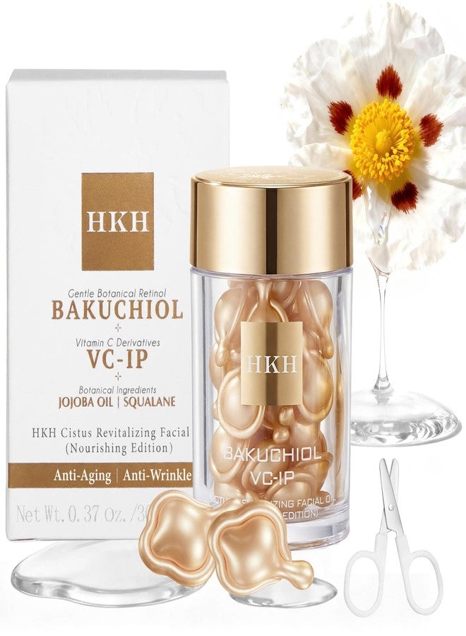 HKH Bakuchiol Retinol Serum For Face: 30 Capsules Anti-Aging Serum Sensitive Skin - SGS Tested Wrinkle Reduction in 4 Weeks - Night Repair Serum With Peptides & Plant-Based Retinol - Travel-Friendly - Image 1